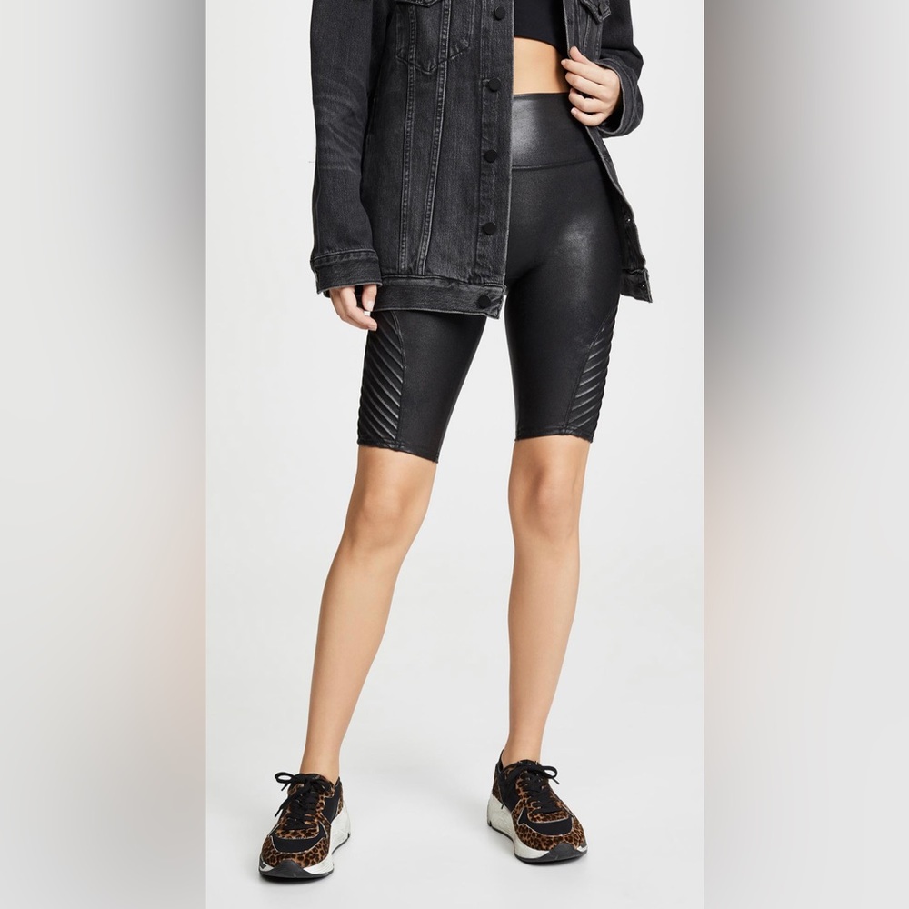 Spanx Faux Leather Moto Biker Shorts